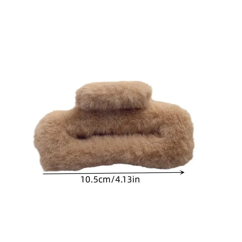 10.5cm Plush Square Hair Claw Clip Women's