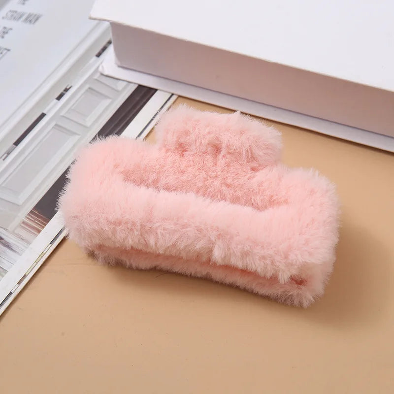 10.5cm Plush Square Hair Claw Clip Women's