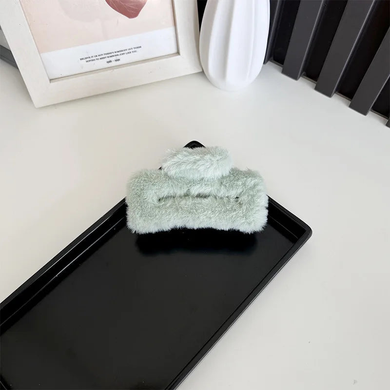 10.5cm Plush Square Hair Claw Clip Women's